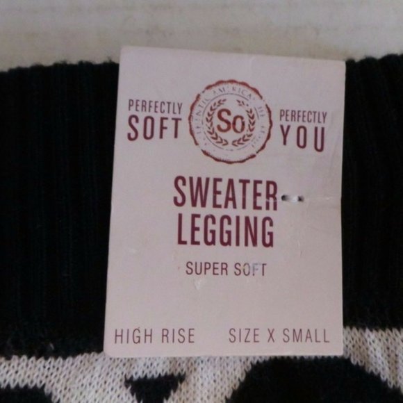 NWT Junior's SO High-Waisted Sweater Leggings Elastic waist ribbed - Picture 2 of 8
